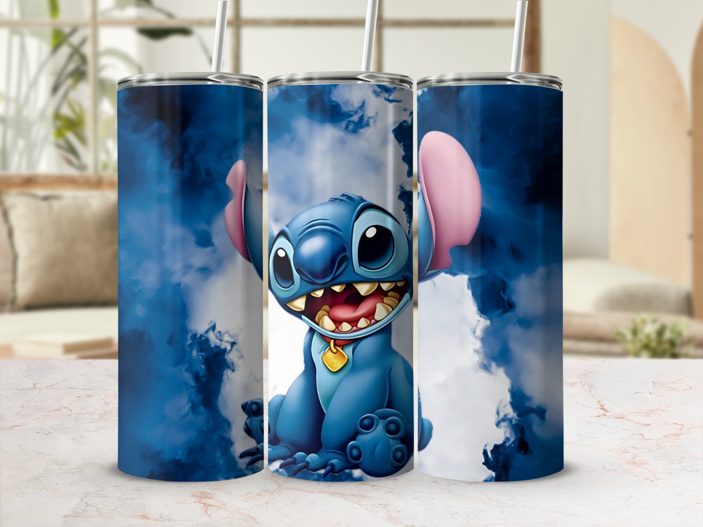 Cute Blue Character Print on Insulated Tumbler