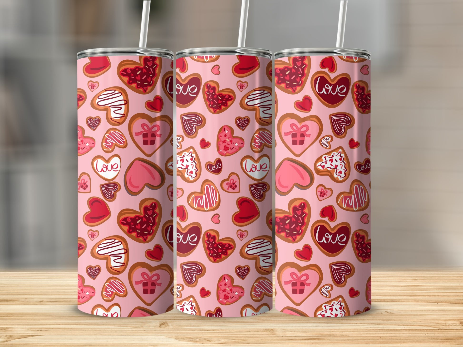 Love Hearts Pink Pattern Tall Tumbler Cup Product