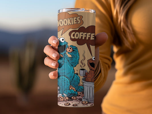 Fun Cookie and Coffee Cartoon Design Tumbler Cup