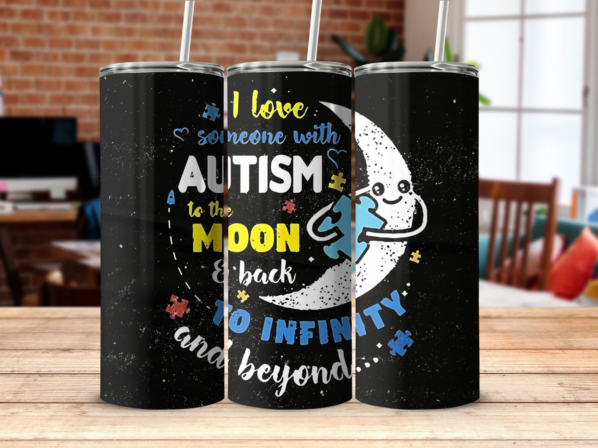 I Love Someone With Autism to the Moon and Back Tumbler