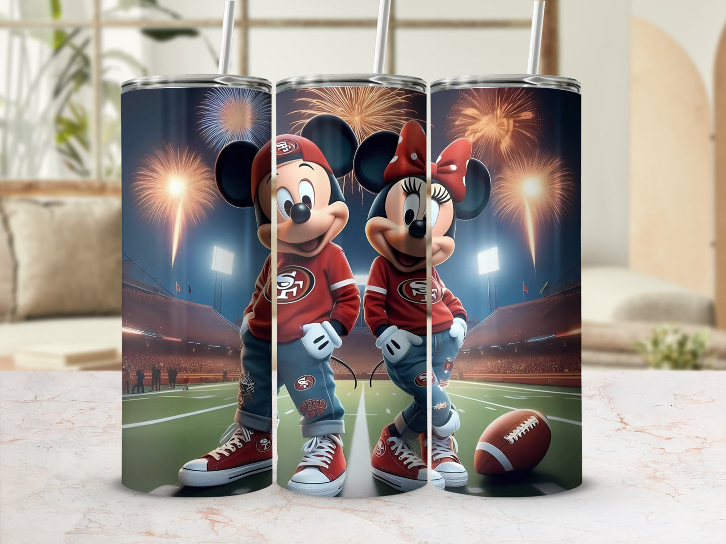 Mickey and Minnie Mouse Football Fans Tumbler