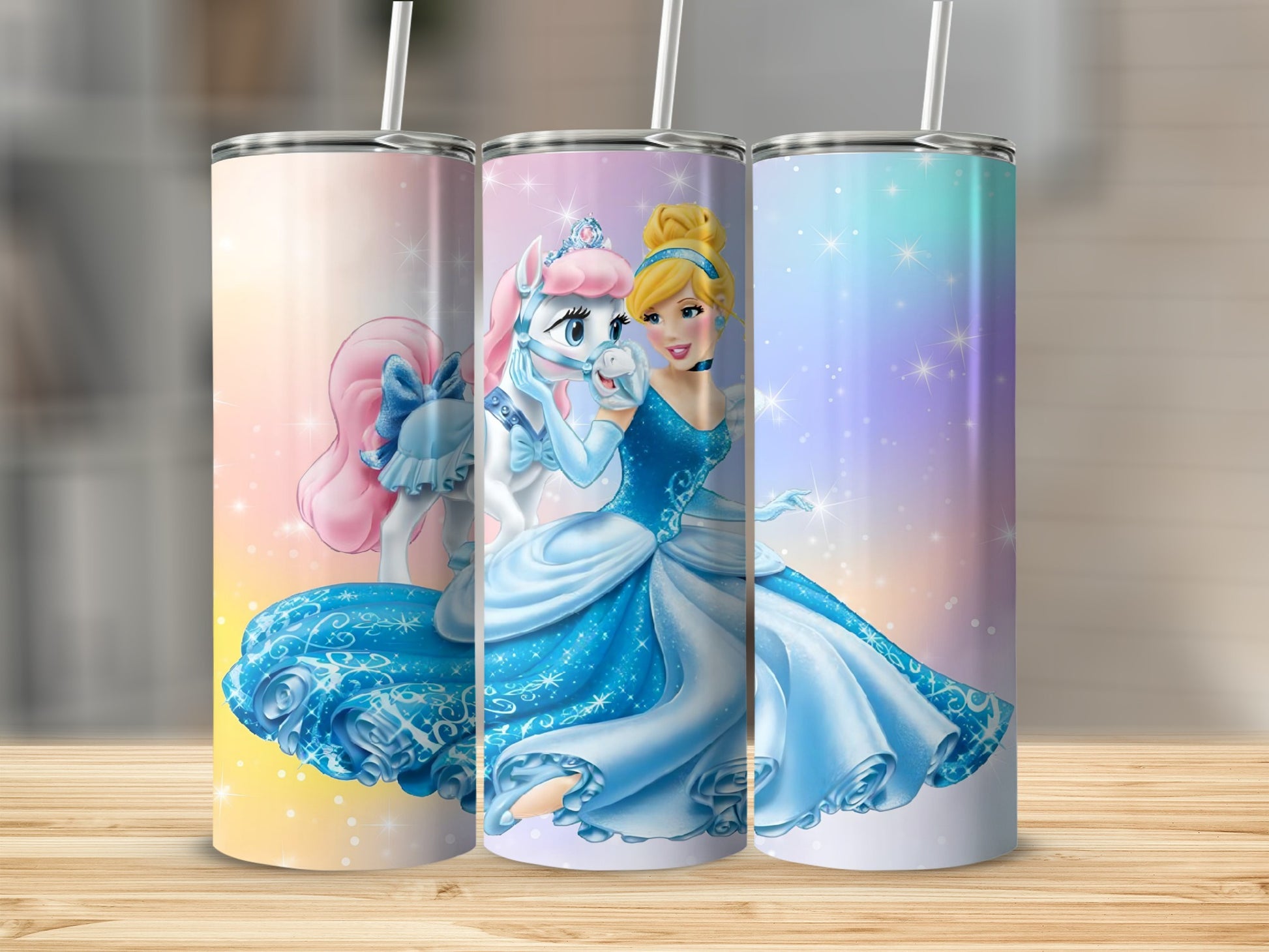 Fairy Tale Princess Slim Tumbler with Straw Cup
