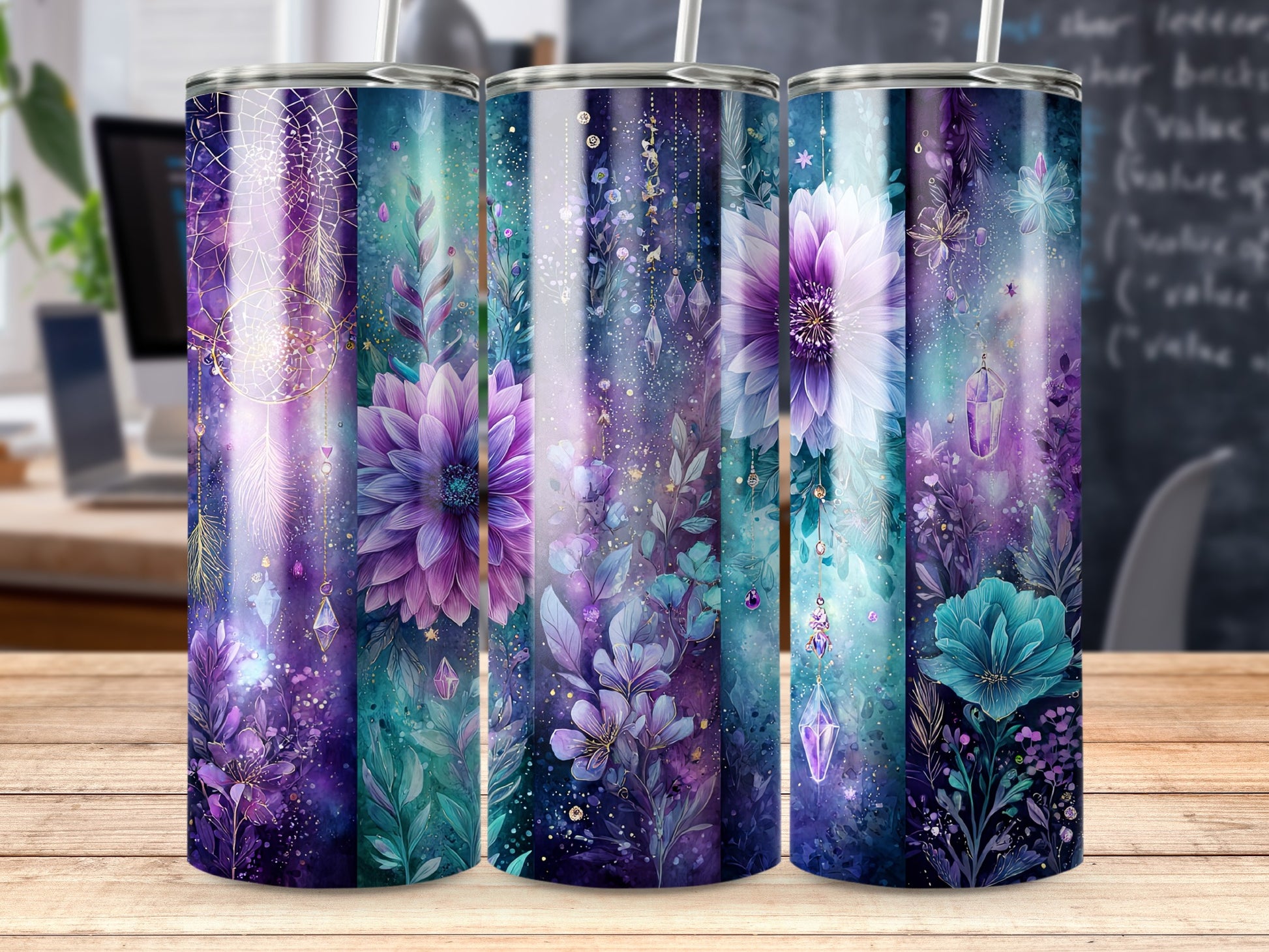 Stunning Floral Galaxy Tumblers for Unique Drinkware