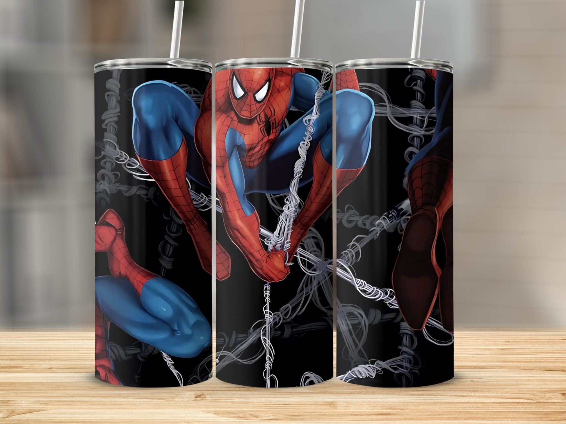 Spider Themed Tumblers with Spider Man Print Design