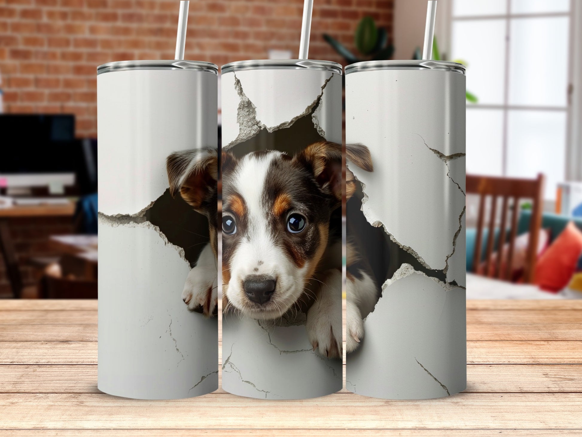 Adorable Puppy Peek Cracked Wall Design Drinkware product type
Puppy, Dog, Pet, Animal, Cute, Adorable, Peeking, Torn effect, Cracked design, Wall graphic, Puppy eyes, Playful dog, Drinkware, Tumbler, Custom print, Gift idea, Dog lover, Companion animal, Unique art, Beverage container