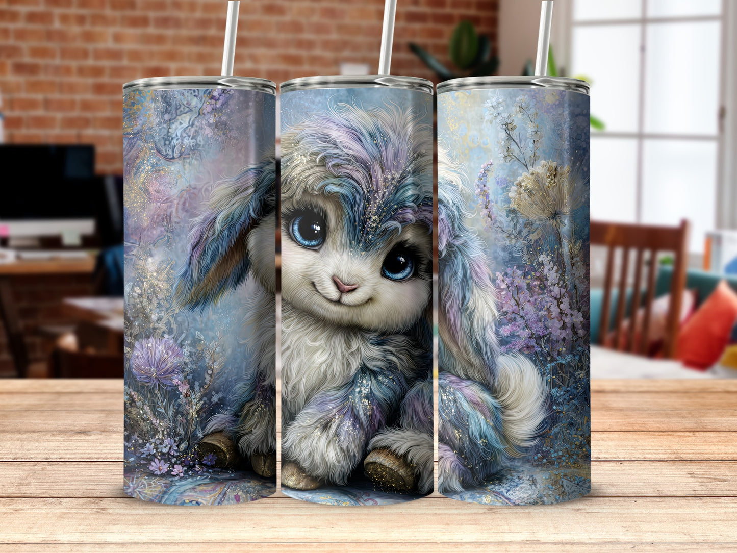Adorable Furry Bunny Pattern Cute Tumbler Design
