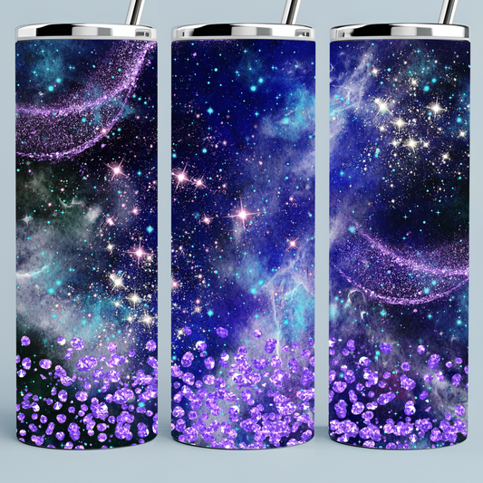 Purple Blue and black abstract tumbler