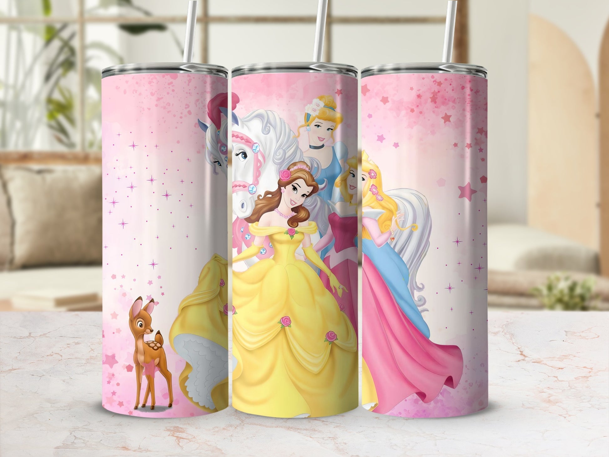 Disney Princess Themed Stainless Steel Tumbler Cup