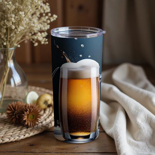 Beer Glass with Beer and Foam Print Tumbler