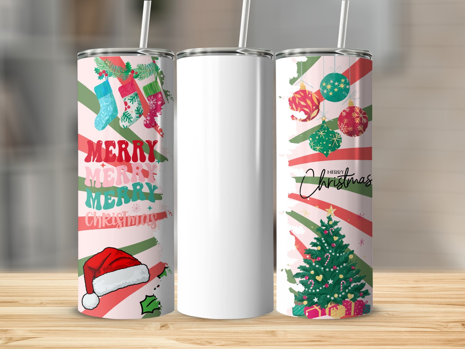 Festive Merry Christmas Design Stainless Steel Tumbler