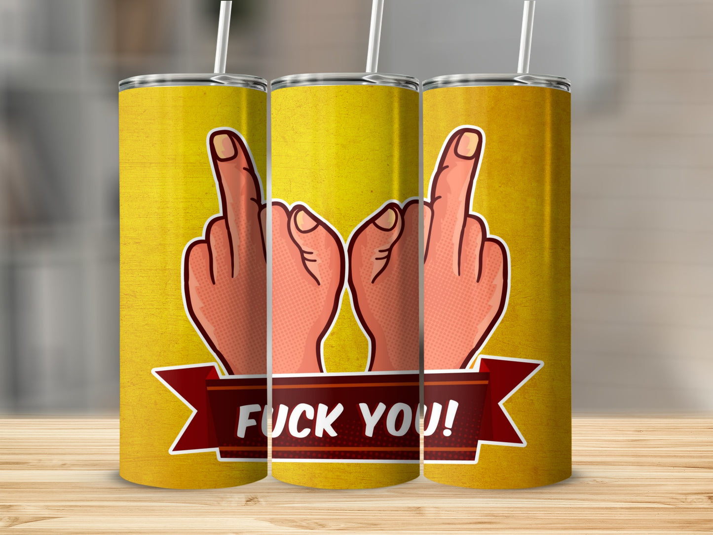 Middle Finger Graphic with Bold Message Tumbler