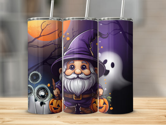 Halloween Gnome and Ghost Themed Tumbler Cups