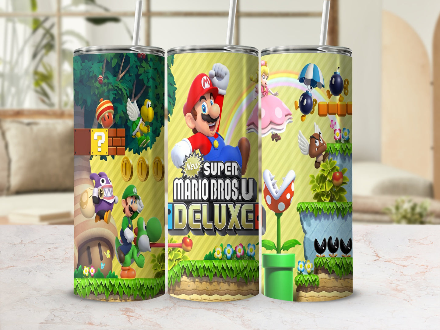 Super Mario Bros. U Deluxe game case with Mario, Luigi, and Peach.