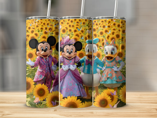 Disney Characters in Sunflower Field Tumbler Cups