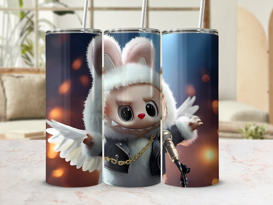 Cute Bunny Angel Singing Tumbler with Straw 20oz Cup