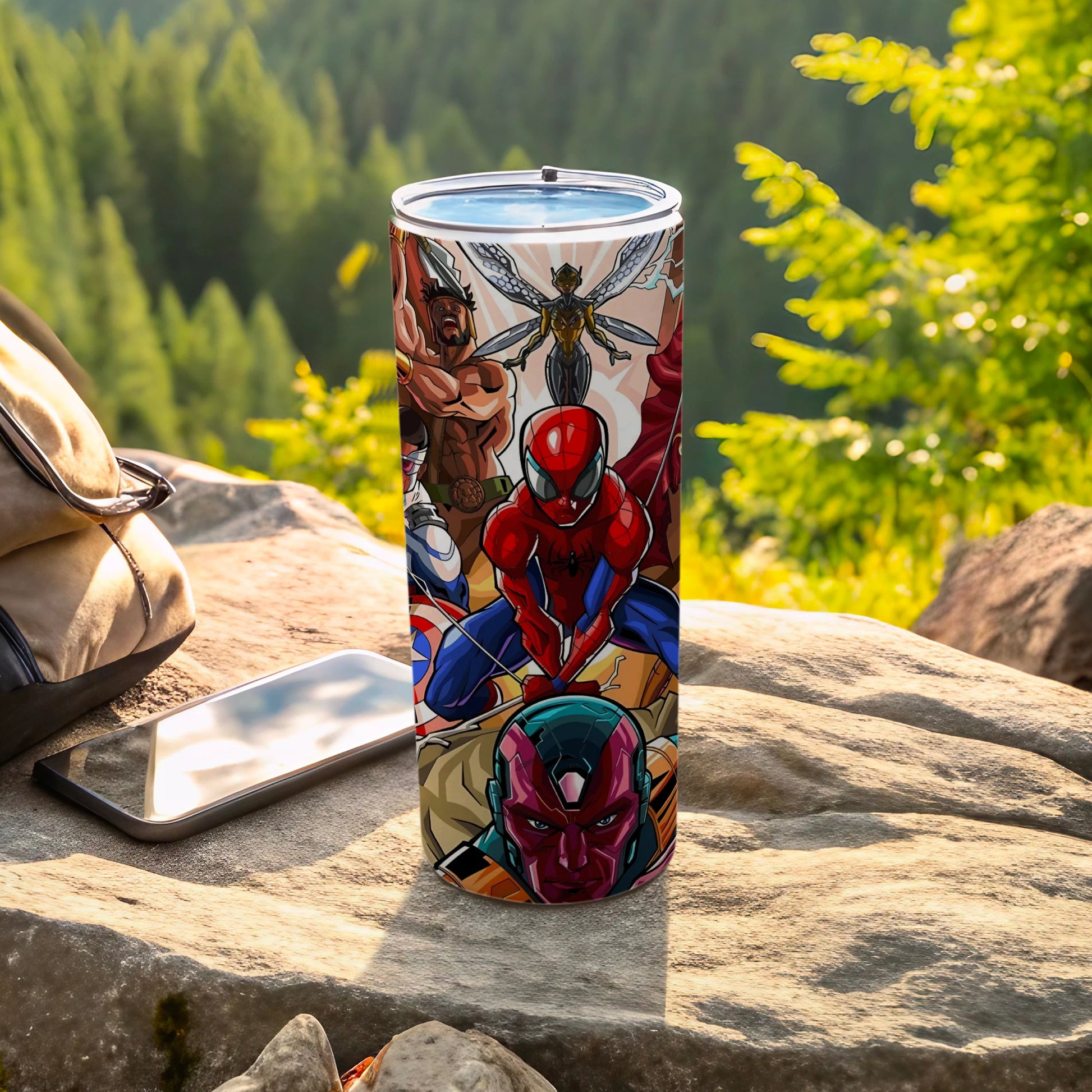 Superhero Tumbler with Multiple Characters Design