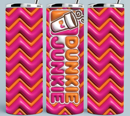 Pink and Orange Dunkie Junkie tumbler