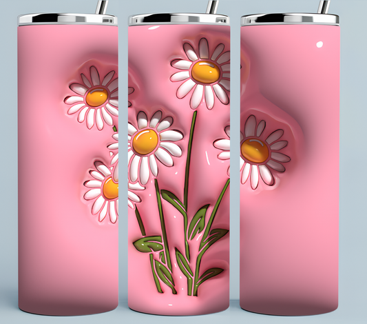 Pink and White Daisies 3D tumbler
