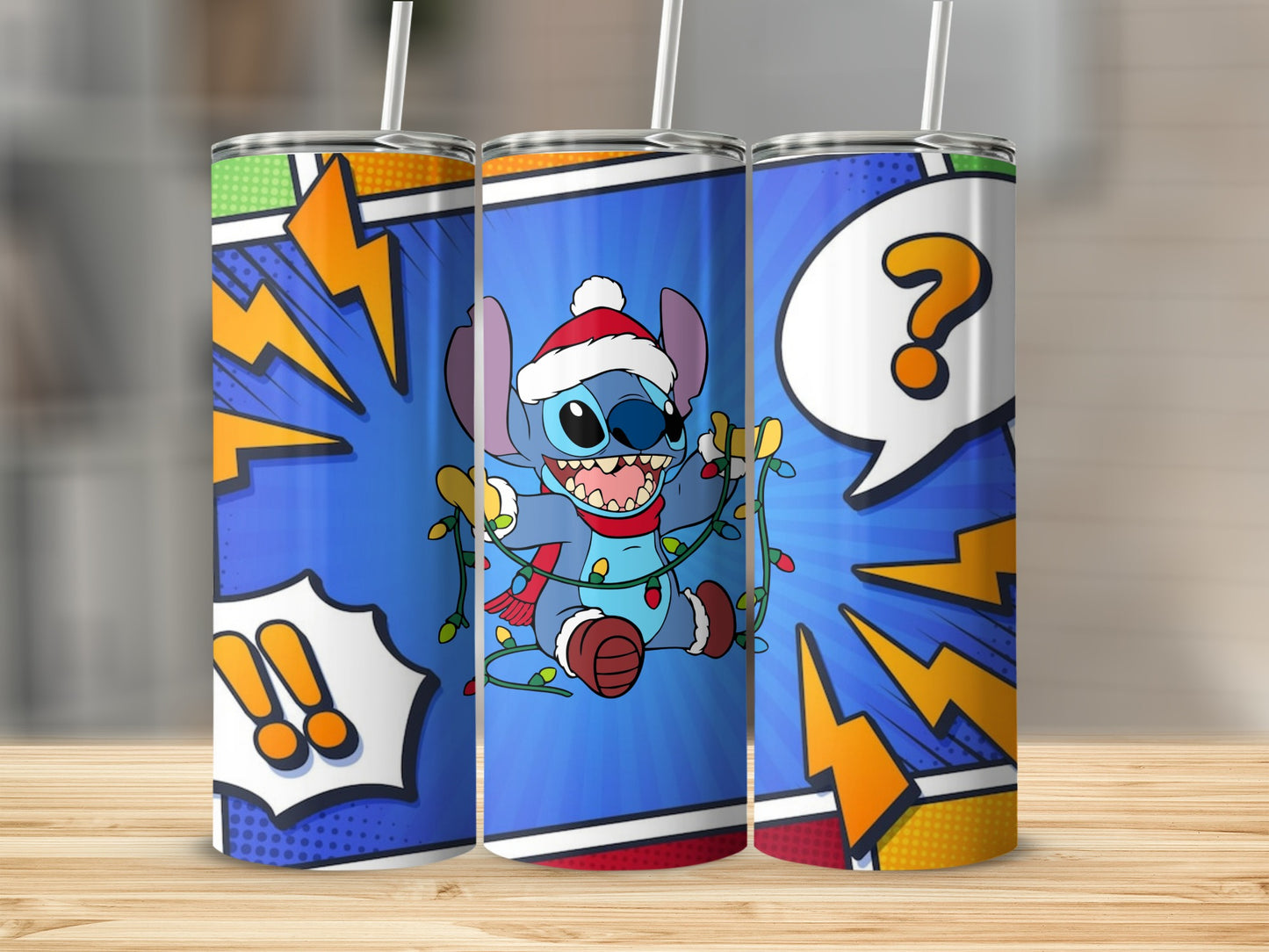 Stitch Tumbler with Colorful Comic Design