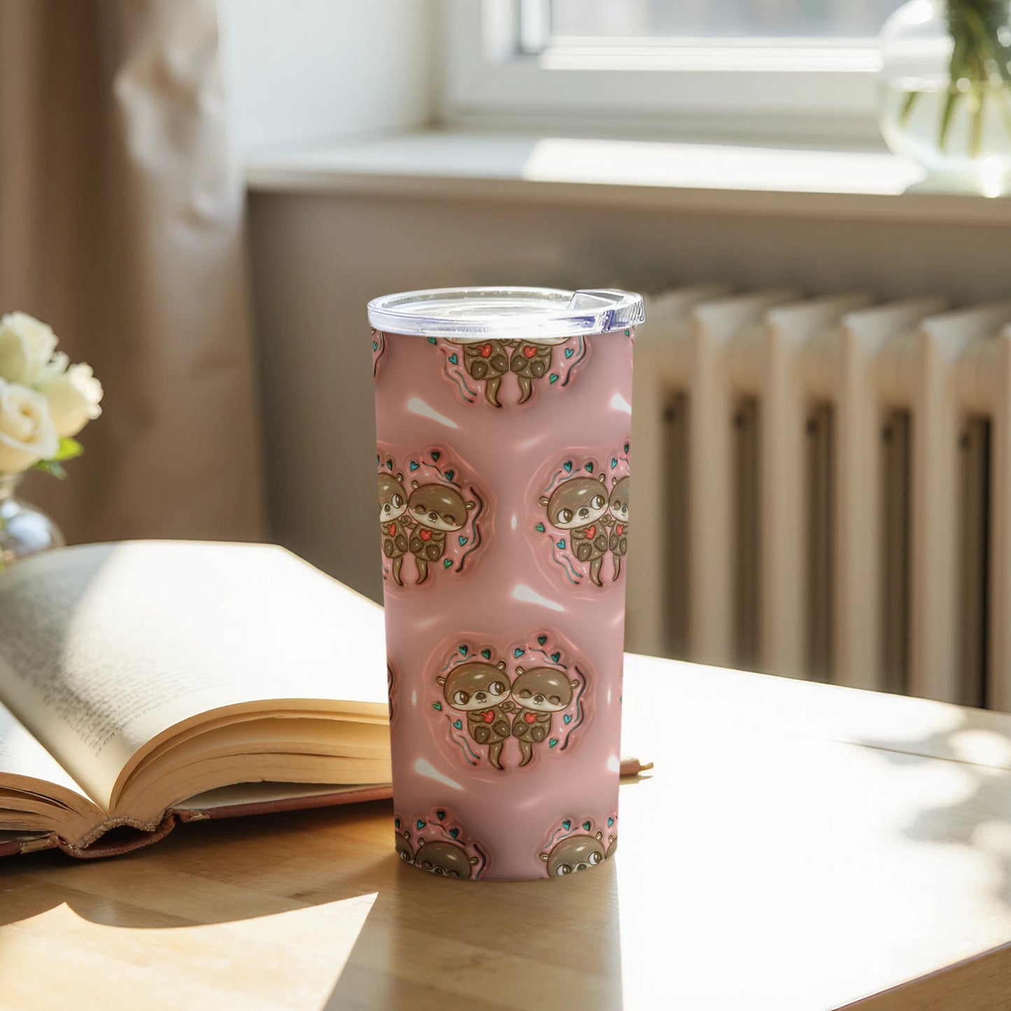Adorable Pink Tumbler with Cute Bear Design
