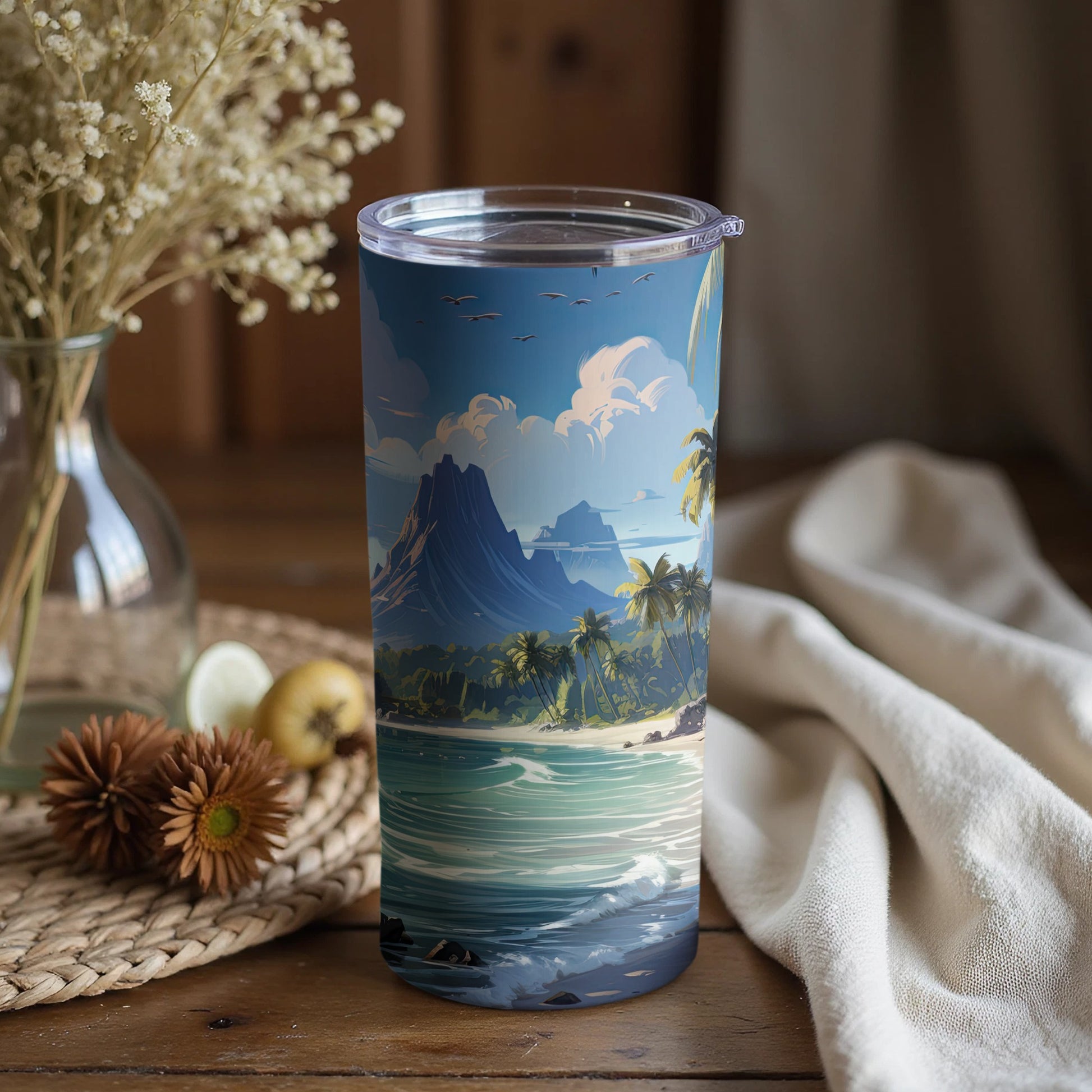 Tropical Island Beach Scenic Landscape Tumbler