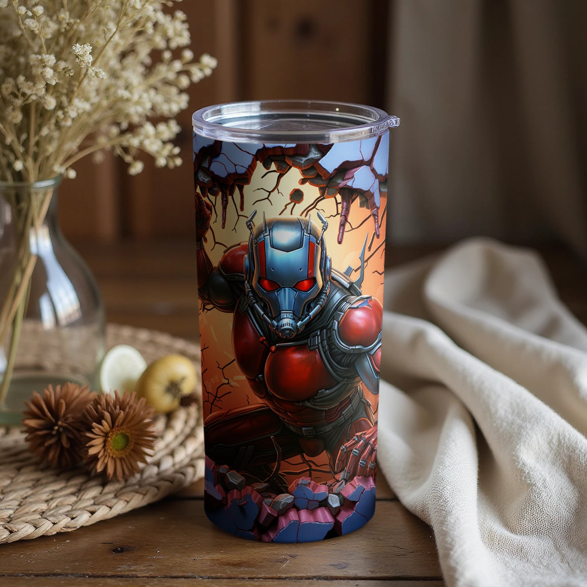 Superhero Themed Tumbler with Dynamic Comic Art