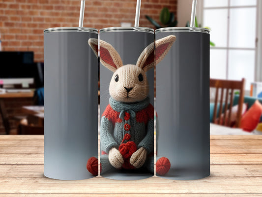 Adorable sitting rabbit red heart gray blue product type