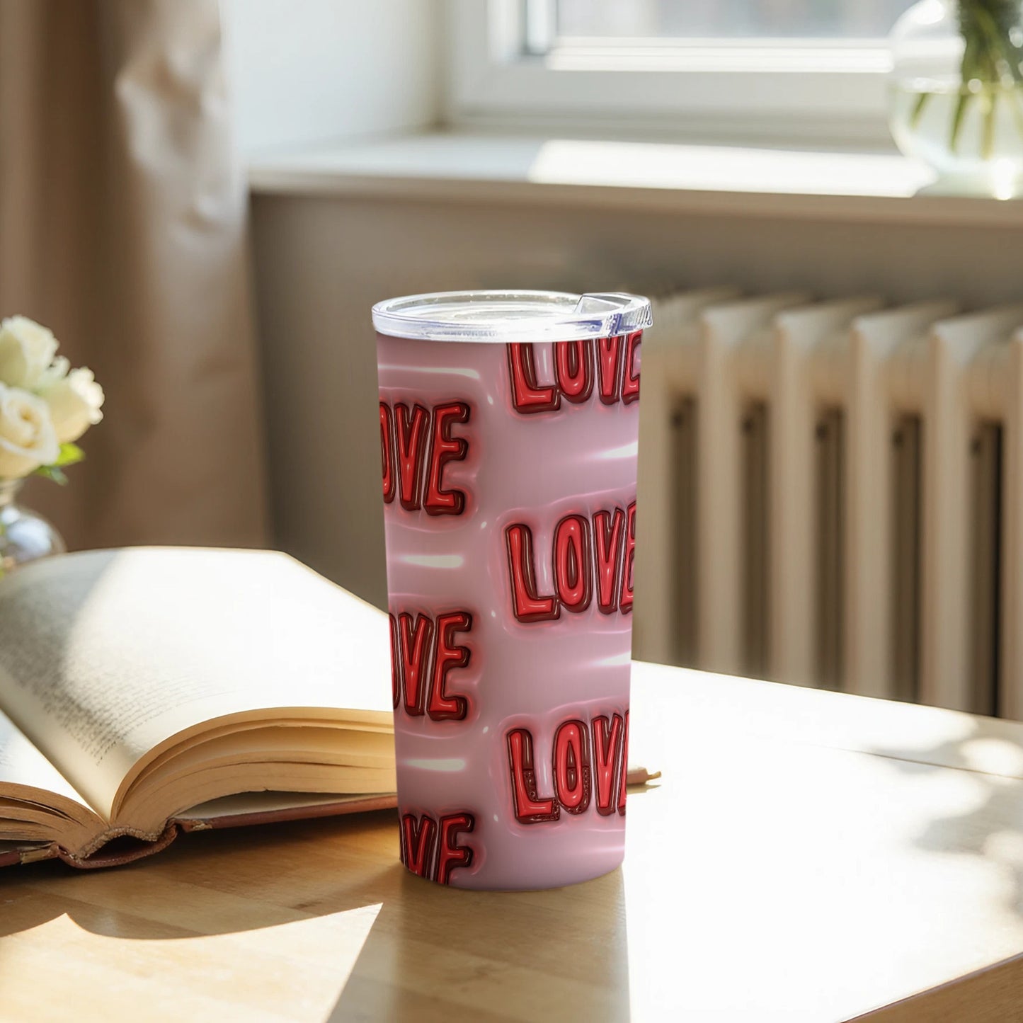 Love Themed Pink Tumbler for Everyday Use