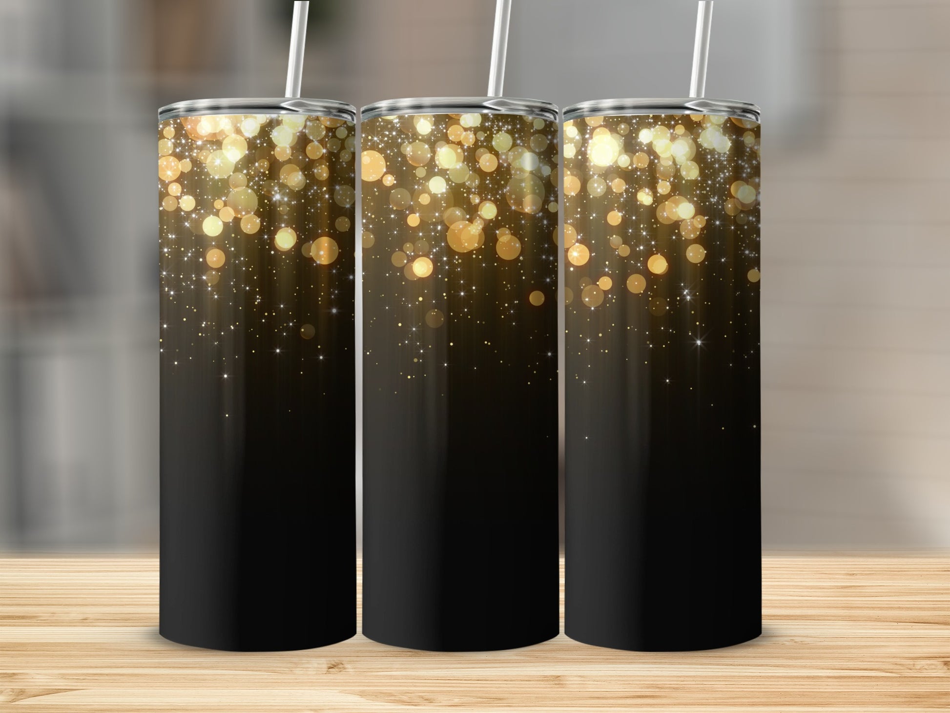 Sparkling Gold and Black Ombre Tumbler