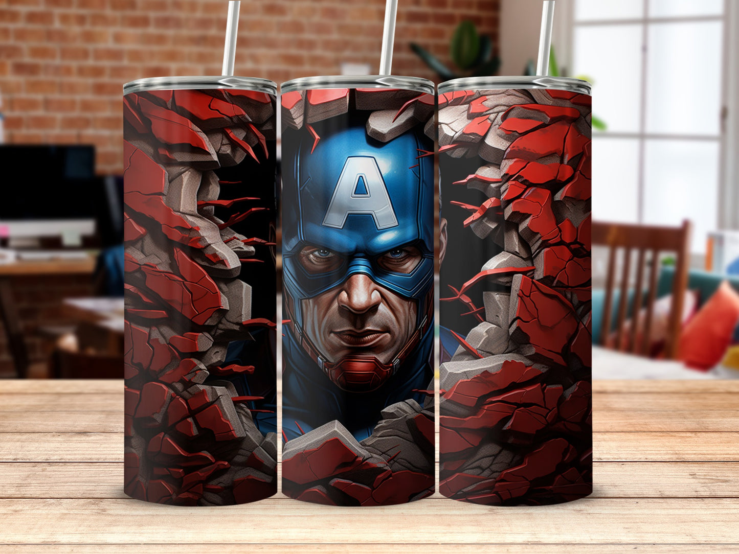 Captain A Breaking Through Wall Tumblers