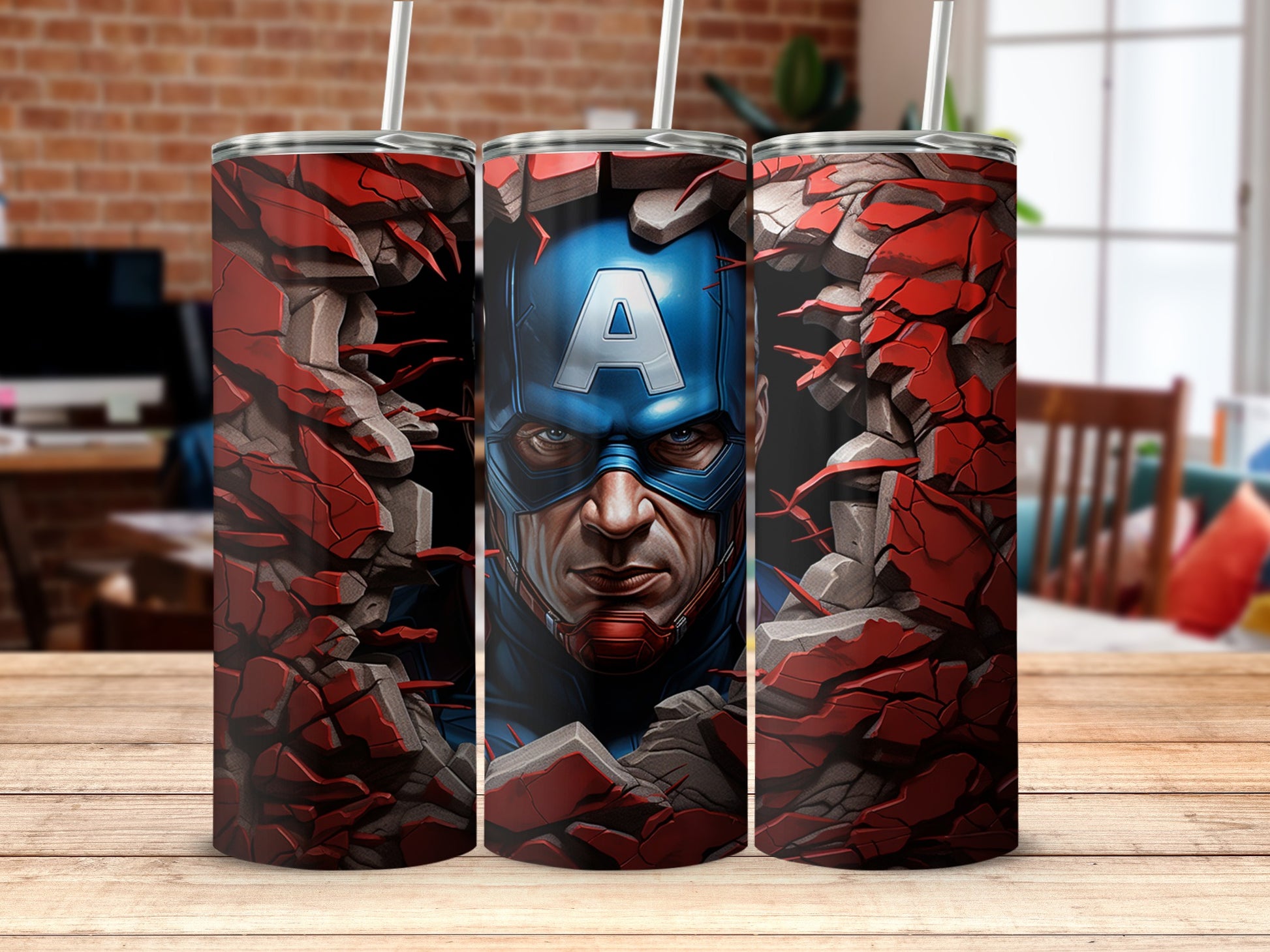 Captain A Breaking Through Wall Tumblers