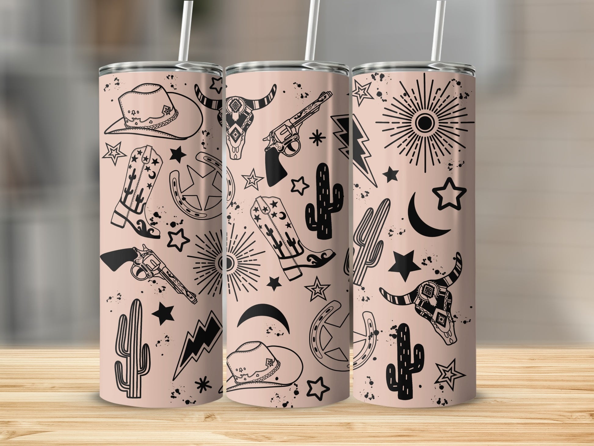 Western Cowboy Theme Stainless Steel Tumbler Product