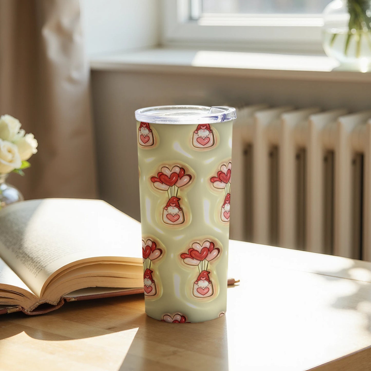 Cute Hearts Flower Design Insulated Tumbler 20oz