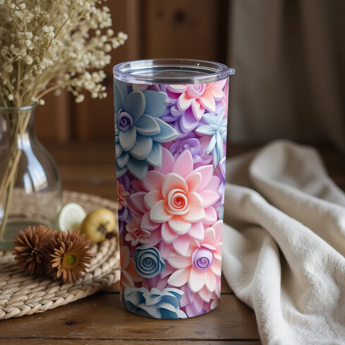 Colorful Floral Design Insulated Tumbler Product