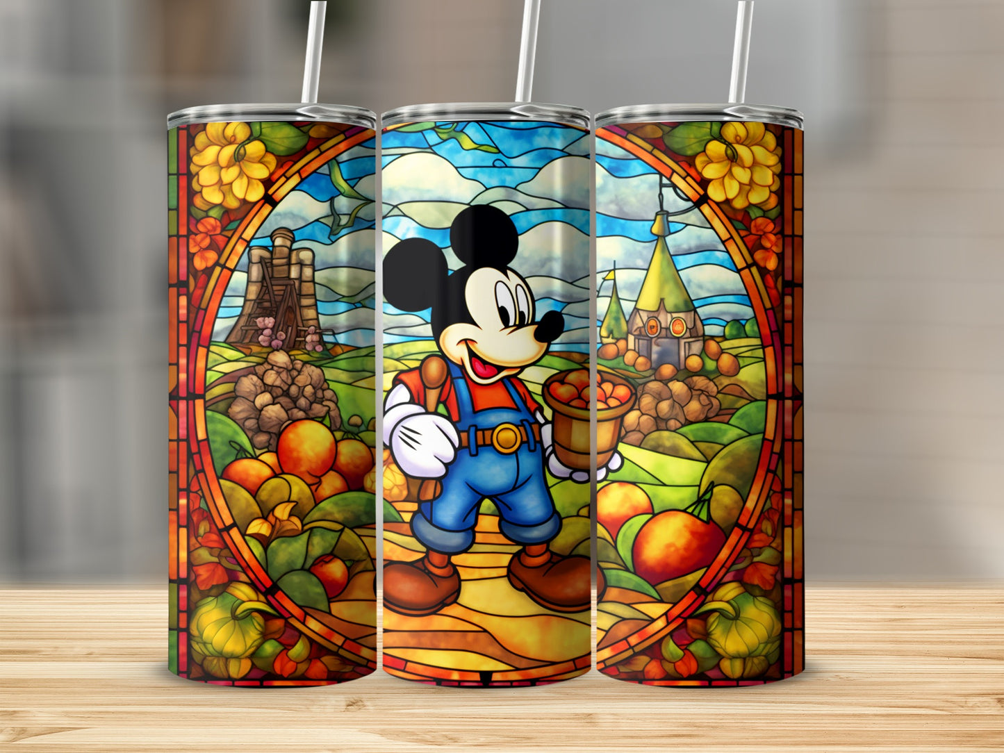 Mickey Mouse Stained Glass Design Insulated Tumbler