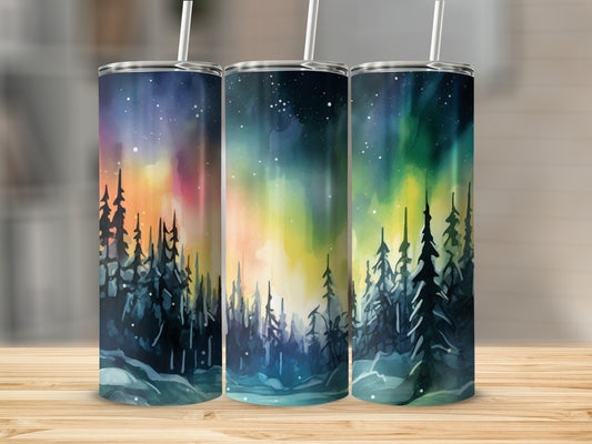 Northern Lights Scenic Forest Artwork Tumbler product