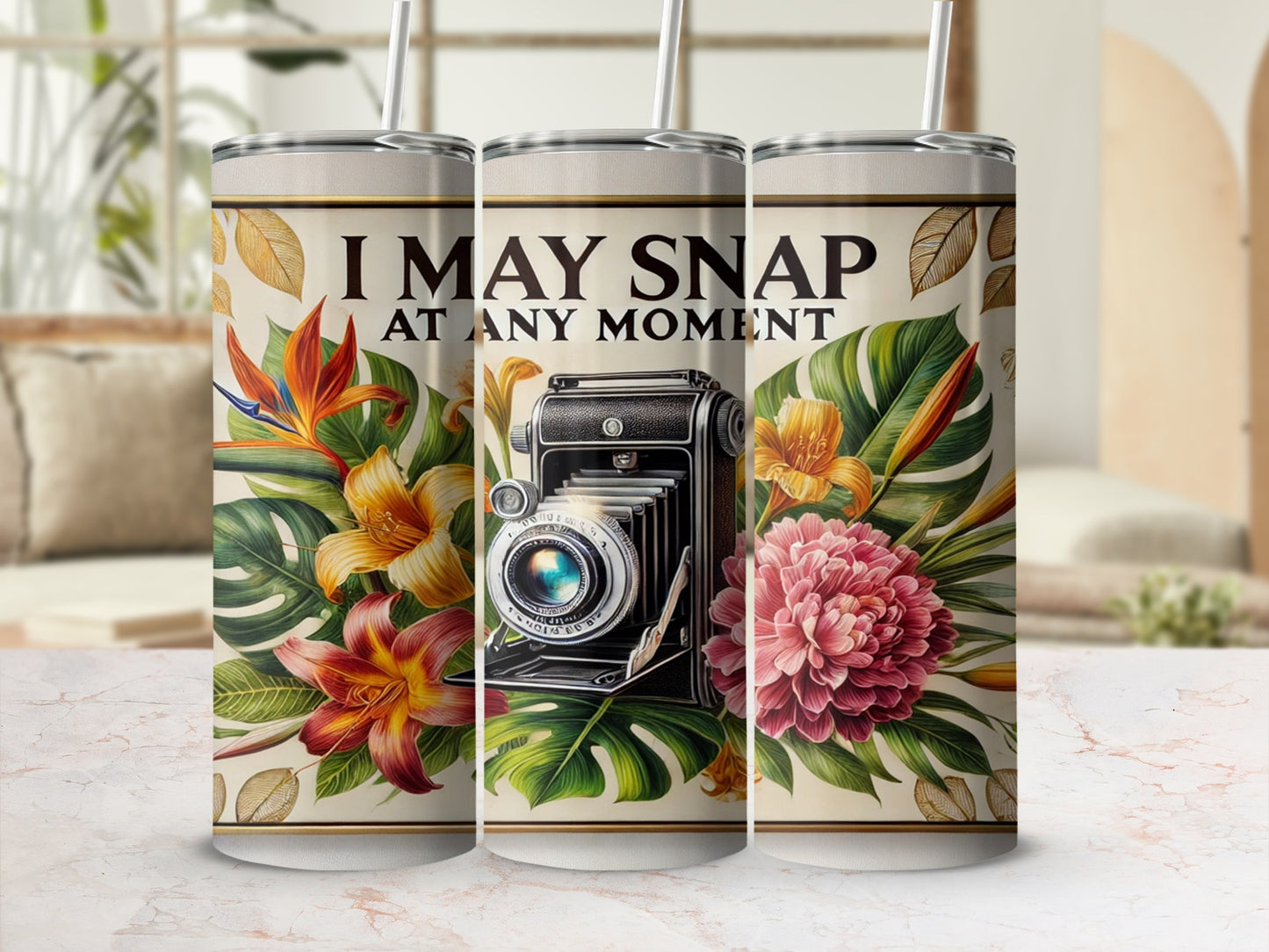 I May Snap at Any Moment Camera Themed Tumbler