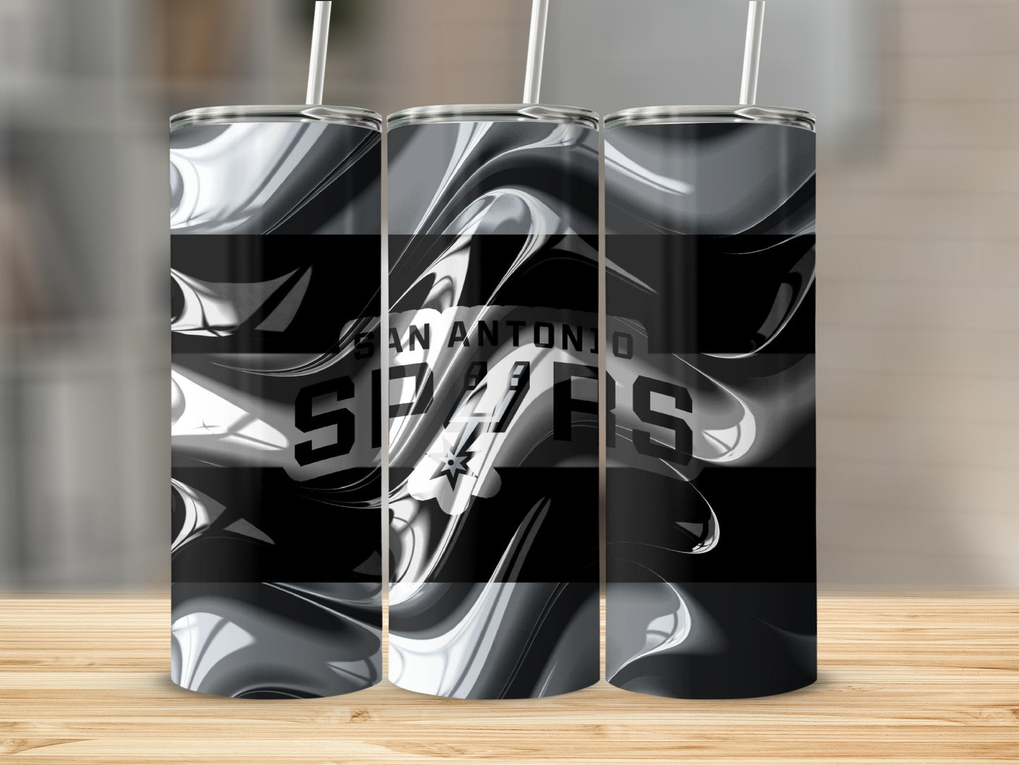 San Antonio Spurs Fan Art Black and White Tumblers
