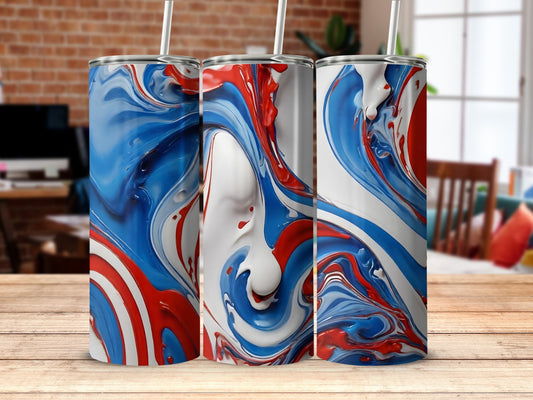 Patriotic Red White Blue Liquid Swirl Pattern Tumbler product type