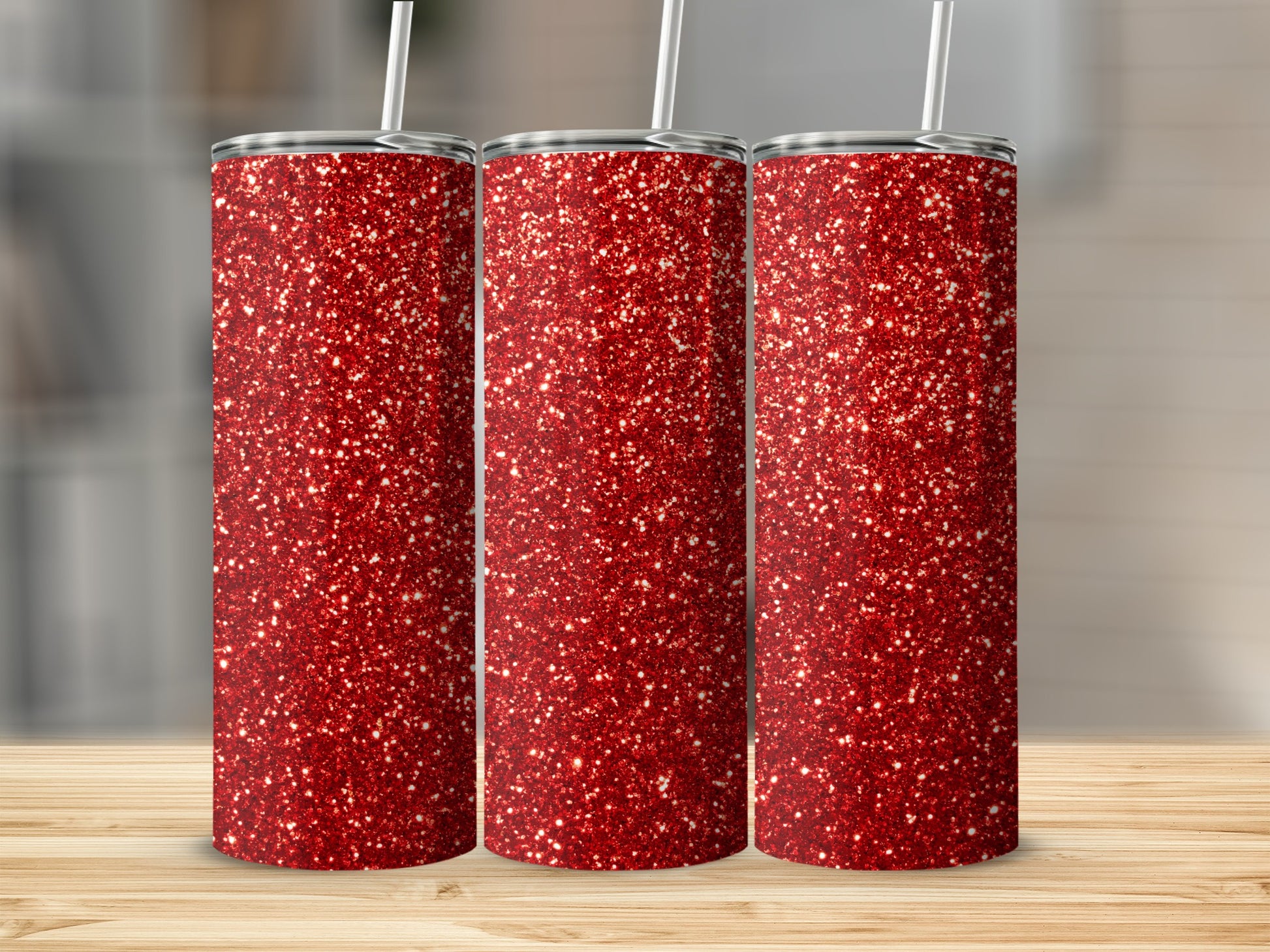 Sparkling Red Glitter Tumbler Customizable Drinkware