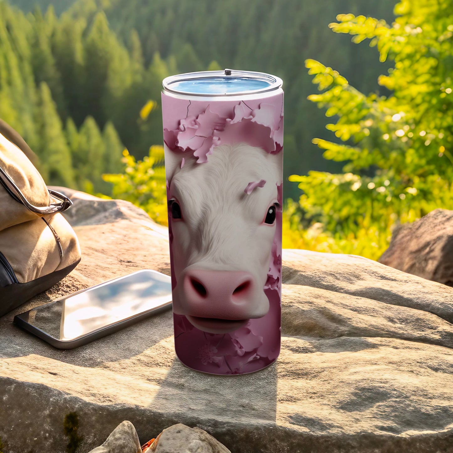Pink Cow Face Tumbler Abstract Floral Design product type
Tumbler
Cow design
Pink print
Calf image
Floral artwork
Abstract pattern
Drinkware
Travel cup
Cute animal
Farm life
Nature inspired
Outdoor adventure
Gift for her
Unique style
Animal lover gift
Slim cup
Aesthetic drink
Pretty tumbler
Beverage container
Hiking accessory