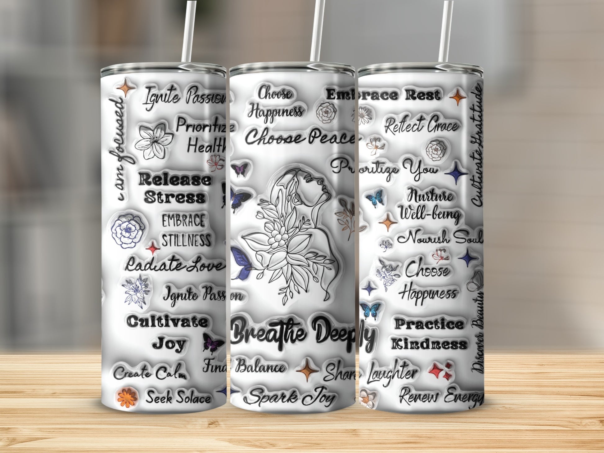 Motivational Quotes and Flowers Insulated Tumbler