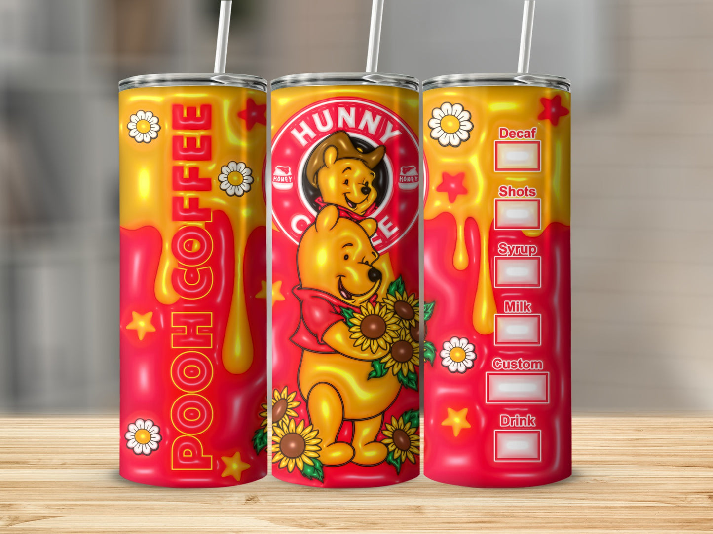 Pooh Coffee Hunny Bee Design Tumbler