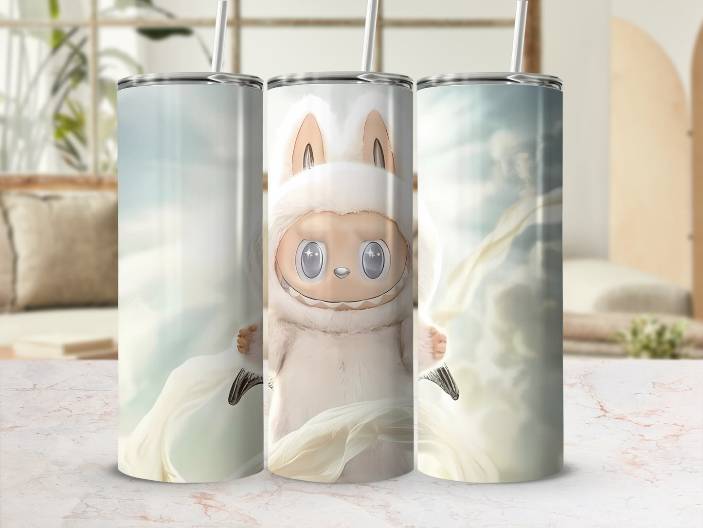 Cute White Cartoon Character Design Tumbler Cup