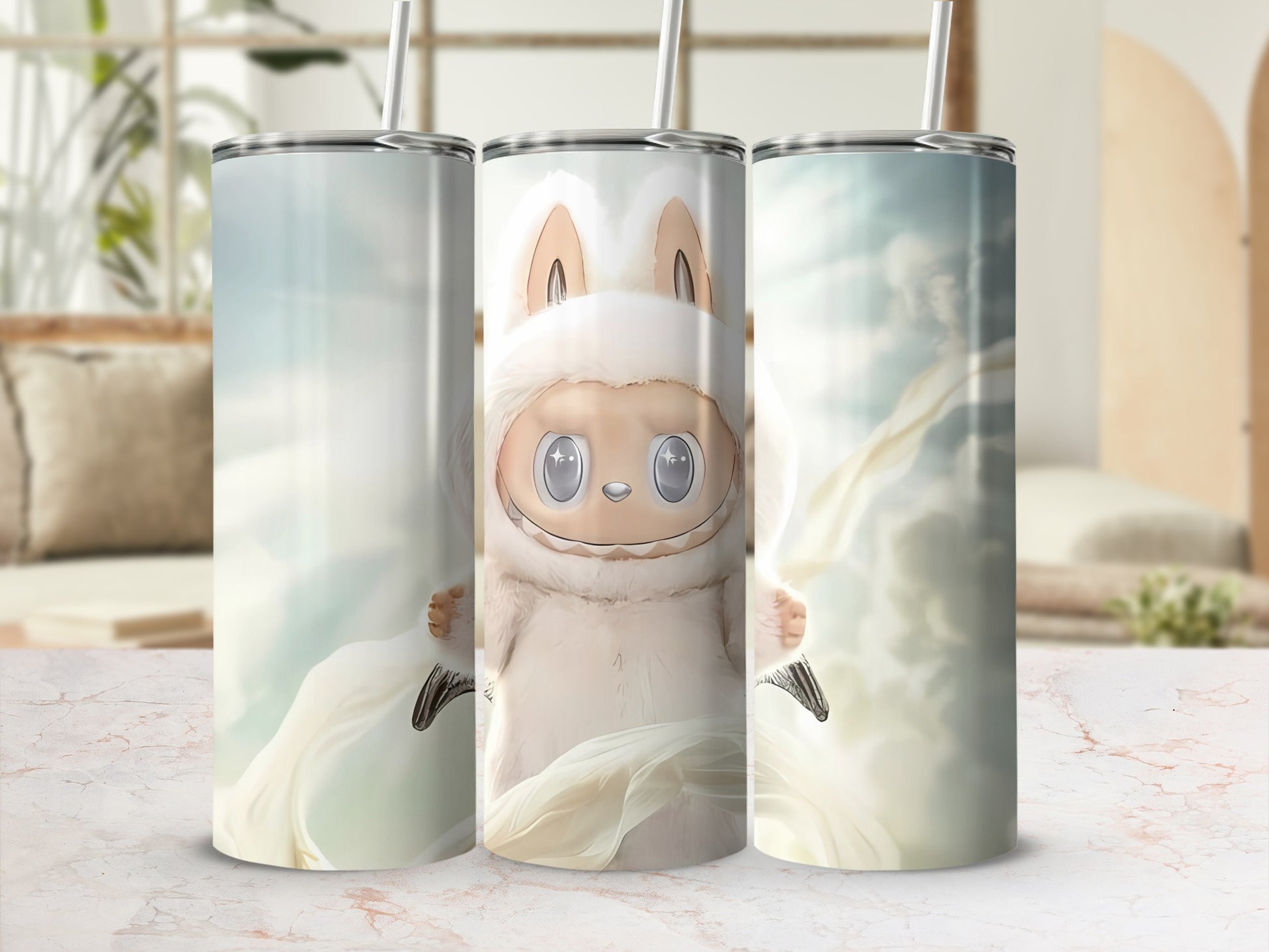 Cute White Cartoon Character Design Tumbler Cup