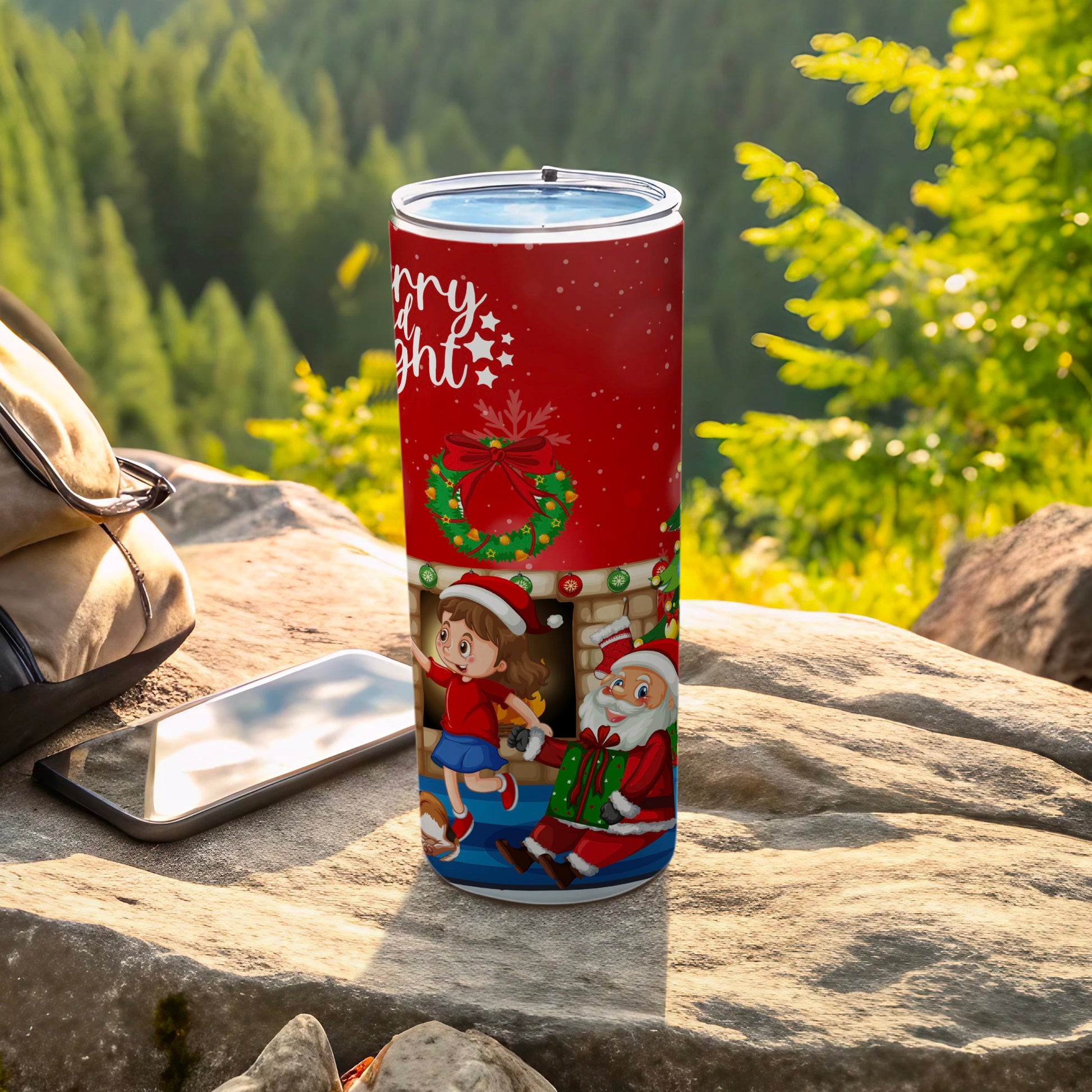 Christmas Themed Tumbler with Santa and Child Design