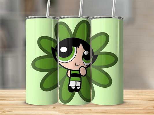 Adorable Green Character Design Beverage Tumbler