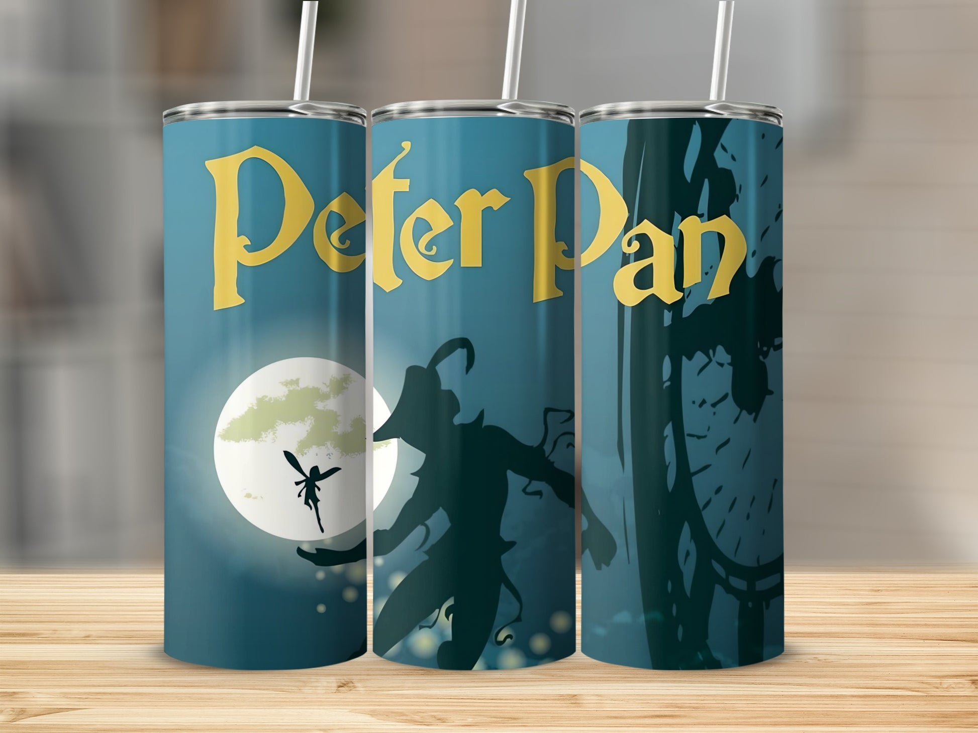 Peter Pan Tumbler with Silhouette Design and Moon