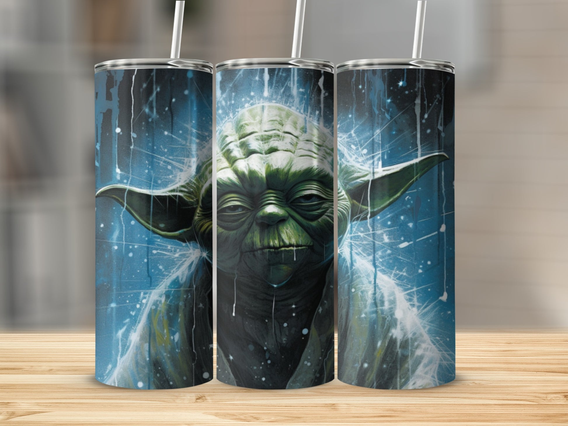 Wise green master Yoda galactic blue star tumbler product type