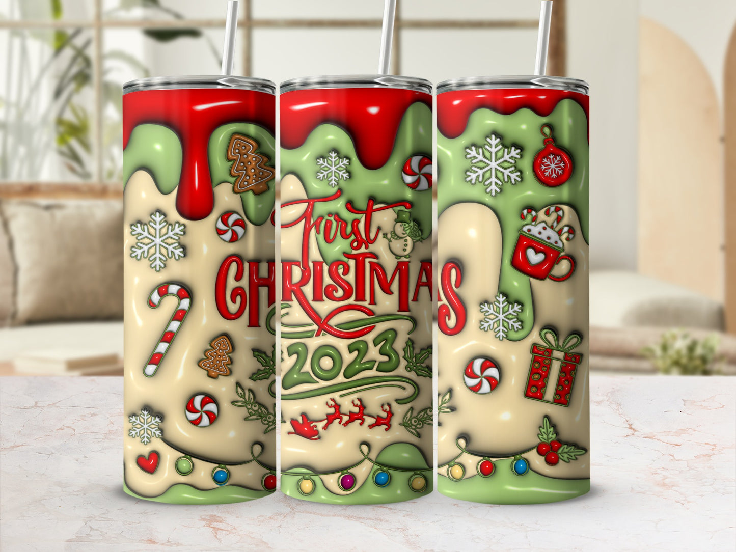 First Christmas 2023 Festive Holiday Tumbler Cup